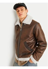 Jack & Jones - Jack&Jones Kurtka z imitacji skóry Cole Aviator 12261819 Brązowy Regular Fit. Kolor: brązowy. Materiał: skóra #7