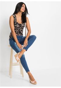 bonprix - Top z mieszanki wiskozy. Kolor: czarny. Materiał: wiskoza. Wzór: nadruk #2