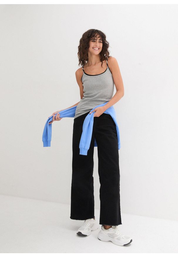 bonprix - Bawełniany top na cienkich ramiączkach (3 szt.). Kolor: biały. Materiał: bawełna. Długość rękawa: na ramiączkach