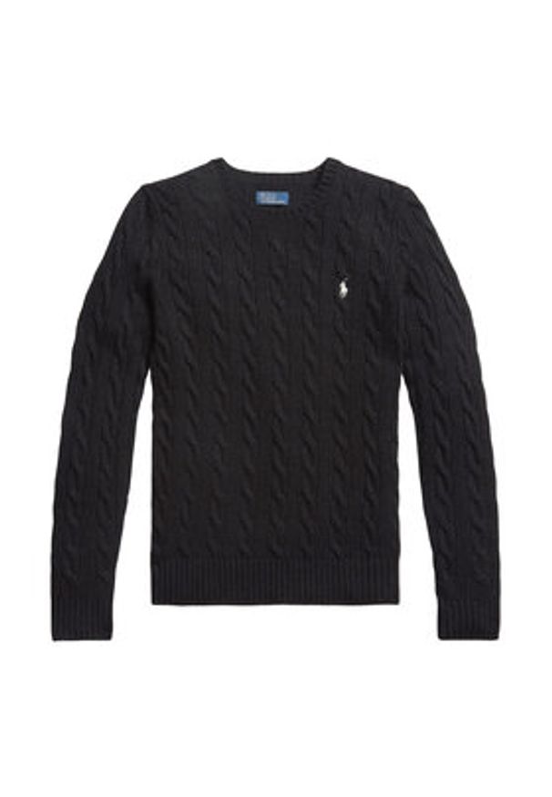 Polo Ralph Lauren Sweter 211971865005 Czarny Slim Fit. Typ kołnierza: polo. Kolor: czarny. Materiał: wełna