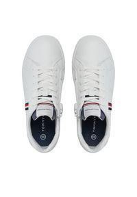 TOMMY HILFIGER - Tommy Hilfiger Sneakersy Logo Low Cut Lace-Up Sneaker T3X9-33360-1355 S Biały. Kolor: biały. Materiał: skóra #3