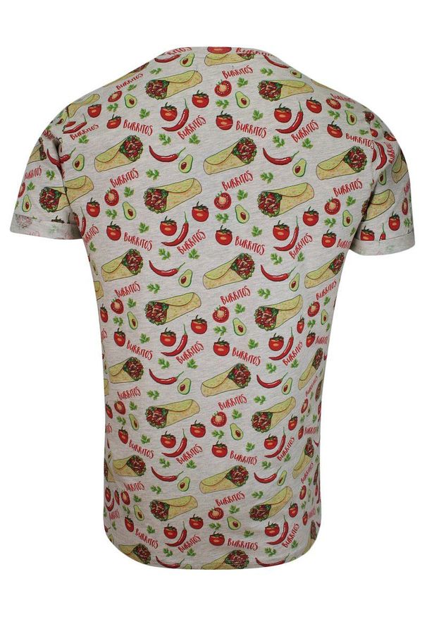 Szary Bawełniany T-Shirt Męski -Brave Soul- Koszulka, Krótki Rękaw, Burrito, Jedzenie, Meksyk. Okazja: na co dzień. Kolor: szary. Materiał: bawełna, wiskoza. Długość rękawa: krótki rękaw. Długość: krótkie. Wzór: nadruk. Sezon: lato, wiosna. Styl: casual