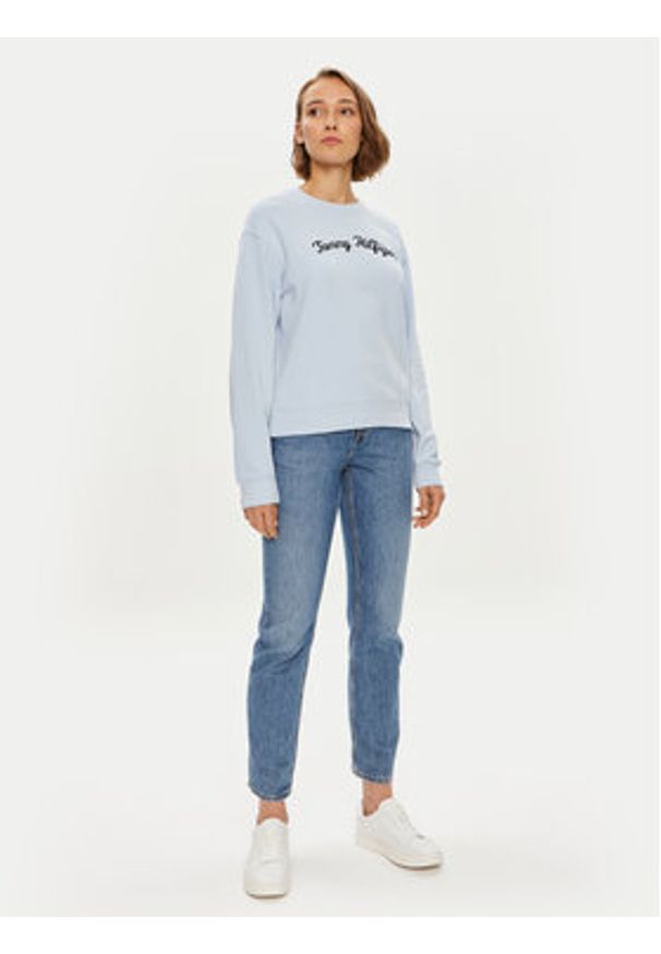 TOMMY HILFIGER - Tommy Hilfiger Bluza Modern Script WW0WW42615 Błękitny Regular Fit. Kolor: niebieski. Materiał: bawełna