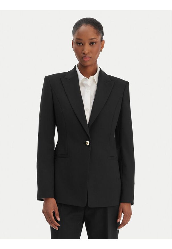 Hugo - HUGO Marynarka Abire 50565362 Czarny Slim Fit. Kolor: czarny. Materiał: syntetyk