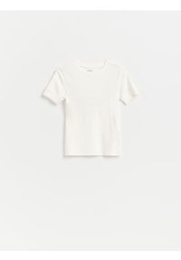 Reserved - T-shirt z modalem - biały. Kolor: biały. Materiał: bawełna, dzianina