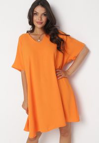 Born2be - Pomarańczowa Sukienka o Fasonie Nietoperza z Wiązaniem na Plecach Miken. Kolor: pomarańczowy #2