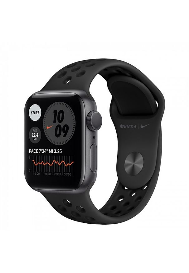 APPLE - Smartwatch Apple Watch Nike 6 GPS 40mm aluminium, gwiezdna szarość | antracyt/czarny pasek sportowy. Rodzaj zegarka: smartwatch. Kolor: czarny. Styl: sportowy