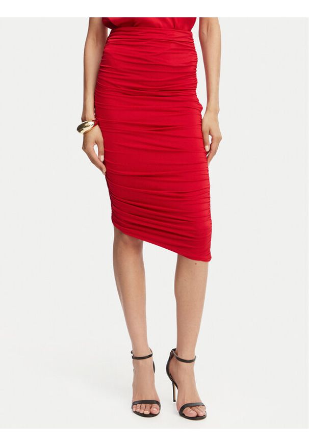 ACCESS FASHION Spódnica ołówkowa 63-6001-326 Czerwony Slim Fit. Kolor: czerwony. Materiał: syntetyk