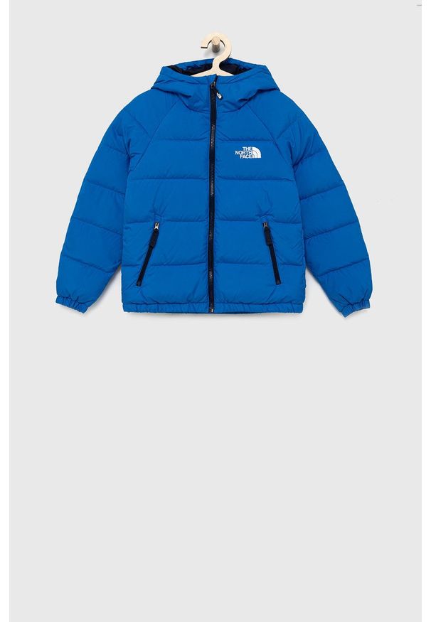 The North Face Kurtka puchowa dwustronna dziecięca. Okazja: na co dzień. Kolor: niebieski. Materiał: puch. Styl: casual