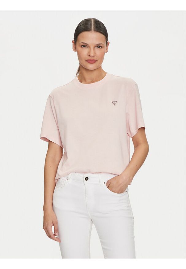 Guess Jeans T-Shirt W4YI05 K8HM0 Różowy Regular Fit. Kolor: różowy. Materiał: bawełna