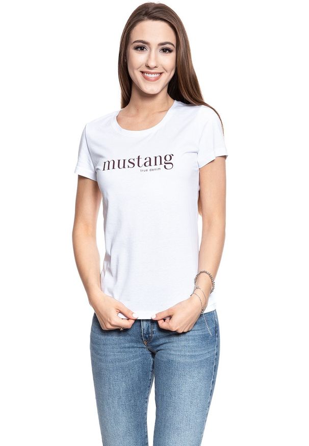 Mustang - MUSTANG T SHIRT DAMSKI Alexia C Print General White 1008395 2045. Wzór: nadruk