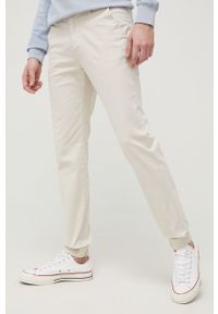 Tom Tailor Spodnie męskie kolor beżowy proste. Okazja: na co dzień. Kolor: beżowy. Materiał: materiał, bawełna, tkanina. Wzór: gładki. Styl: casual