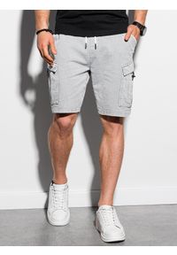 Ombre Clothing - Krótkie spodenki męskie dresowe W292 - jasnoszare - XL. Kolor: szary. Materiał: dresówka. Długość: krótkie #4