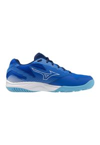 Buty halowe Mizuno Cyclone Speed 4. Kolor: biały, niebieski, wielokolorowy. Materiał: syntetyk, materiał. Sport: siatkówka