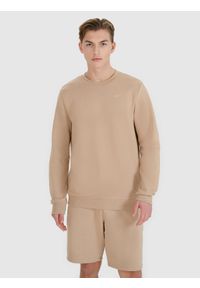 4f - 4F Bluza dresowa nierozpinana bez kaptura męska - beżowa XXL. Okazja: na co dzień. Typ kołnierza: bez kaptura. Kolor: beżowy. Materiał: dresówka. Wzór: gładki, ze splotem. Styl: klasyczny, sportowy, casual