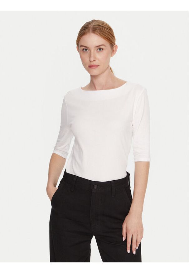 Calvin Klein Bluzka LV044C217G Biały Slim Fit. Kolor: biały. Materiał: bawełna