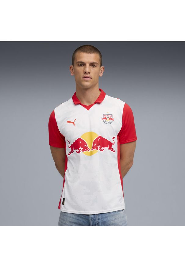 Puma - Męska koszulka domowa FC Red Bull Salzburg 25/26 PUMA. Kolor: czerwony, biały, wielokolorowy. Sport: bieganie
