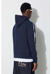Lacoste bluza męska kolor granatowy z kapturem z nadrukiem. Typ kołnierza: kaptur. Kolor: niebieski. Materiał: dzianina. Wzór: nadruk #5