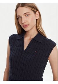 TOMMY HILFIGER - Tommy Hilfiger Sweter WW0WW45655 Granatowy Regular Fit. Kolor: niebieski. Materiał: bawełna #5