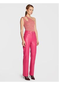Remain Spodnie skórzane Lynn Leather RM1510 Różowy Regular Fit. Kolor: różowy. Materiał: skóra