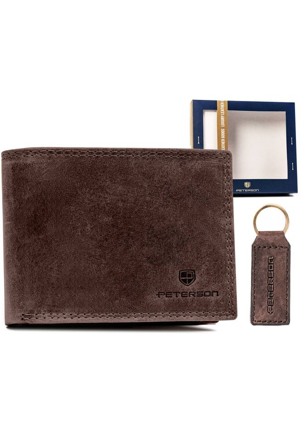 Zestaw prezentowy Peterson PTN SET-M-N003 brązowy. Kolor: brązowy. Materiał: skóra, nubuk