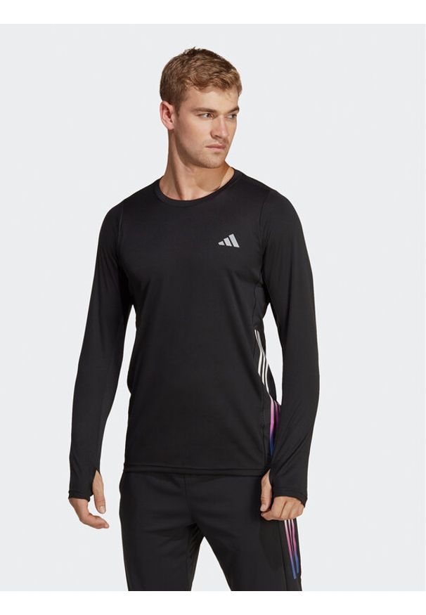 Adidas - adidas Koszulka techniczna Run Icons 3-Stripes HN8024 Czarny Slim Fit. Kolor: czarny. Materiał: syntetyk. Sport: bieganie