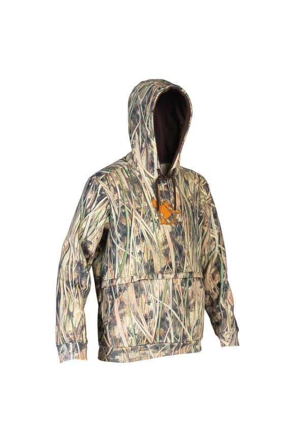 SOLOGNAC - Bluza myśliwska 500 camo. Typ kołnierza: kaptur. Kolor: wielokolorowy. Materiał: polar