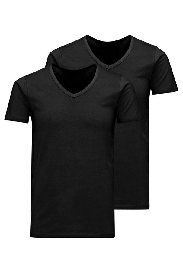 Jack & Jones - Jack&Jones Komplet 2 t-shirtów Basic 12133914 Czarny Slim Fit. Kolor: czarny. Materiał: bawełna