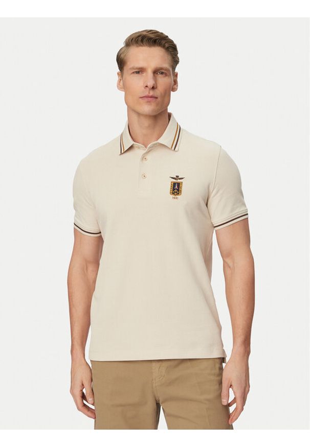 Aeronautica Militare Polo 261PO1914UP00403 Beżowy Regular Fit. Typ kołnierza: polo. Kolor: beżowy. Materiał: bawełna