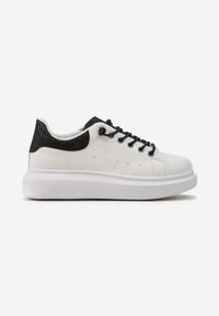 Born2be - Biało-Czarne Sneakersy Elenaya. Kolor: biały. Materiał: skóra ekologiczna. Obcas: na platformie #3