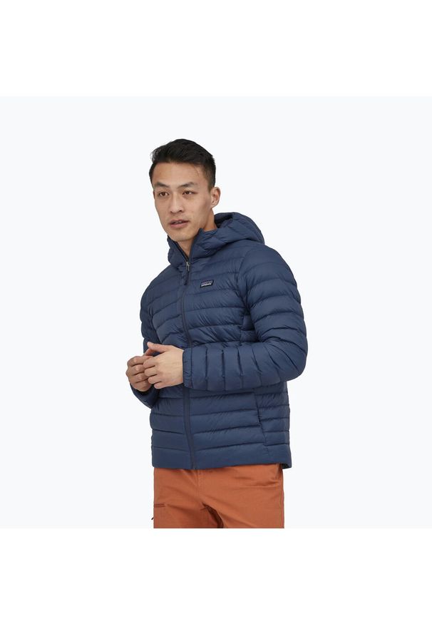 Kurtka puchowa męska Patagonia Down Sweater Hoody. Kolor: niebieski. Materiał: puch. Sport: turystyka piesza