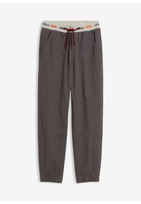 bonprix - Spodnie termiczne, Loose Fit. Kolor: szary. Wzór: napisy