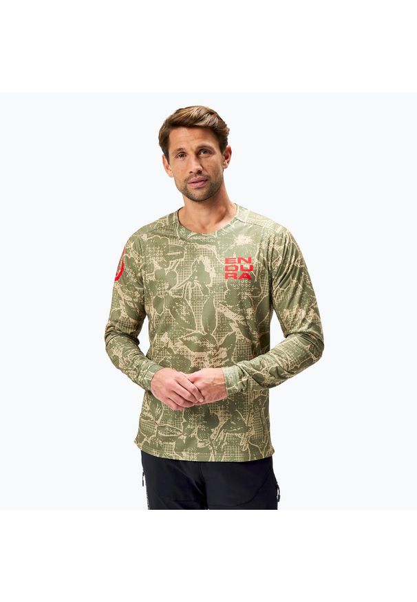 ENDURA - Longsleeve rowerowy męski Endura Grid Floral Ltd. Kolor: zielony. Długość rękawa: długi rękaw. Sport: kolarstwo