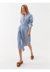 Simple Sukienka koszulowa SUD011 Niebieski Regular Fit. Kolor: niebieski. Materiał: bawełna. Typ sukienki: koszulowe #6