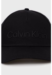Calvin Klein czapka bawełniana kolor czarny z aplikacją. Kolor: czarny. Materiał: bawełna. Wzór: aplikacja #4
