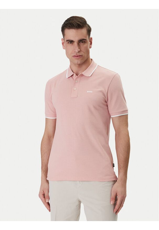 BOSS Polo Parlay 190 50494697 Różowy Regular Fit. Typ kołnierza: polo. Kolor: różowy. Materiał: bawełna