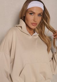 Renee - Beżowy Komplet Dresowy z Wiskozą Bluza i Spodnie o Szerokim Kroju Lisanora. Kolor: beżowy. Materiał: wiskoza, dresówka. Sport: turystyka piesza