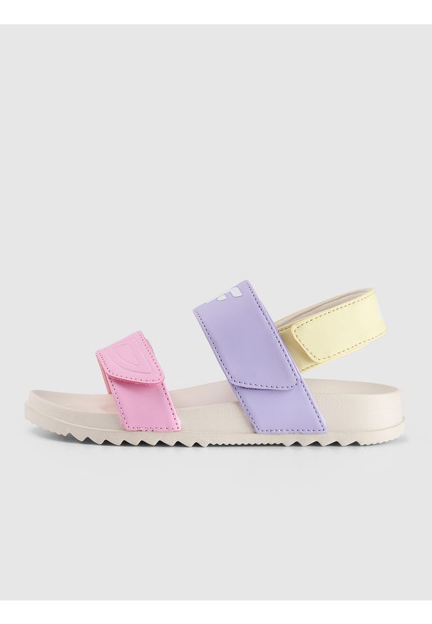 4f - 4F Sandały dziewczęce - multikolor 35. Nosek buta: otwarty. Zapięcie: rzepy. Kolor: wielokolorowy. Materiał: jersey, syntetyk, materiał