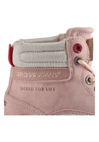Różowe Botki Cross Jeans Damskie Wygodne Obuwie. Kolor: różowy. Materiał: skóra ekologiczna, materiał. Szerokość cholewki: normalna. Obcas: na obcasie. Wysokość obcasa: niski