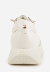 Renee - Białe Sneakersy na Platformie z Wkładką ze Skóry Naturalnej i Napisam Haidena. Okazja: na co dzień. Zapięcie: sznurówki. Kolor: biały. Materiał: skóra. Wzór: napisy. Obcas: na platformie #4