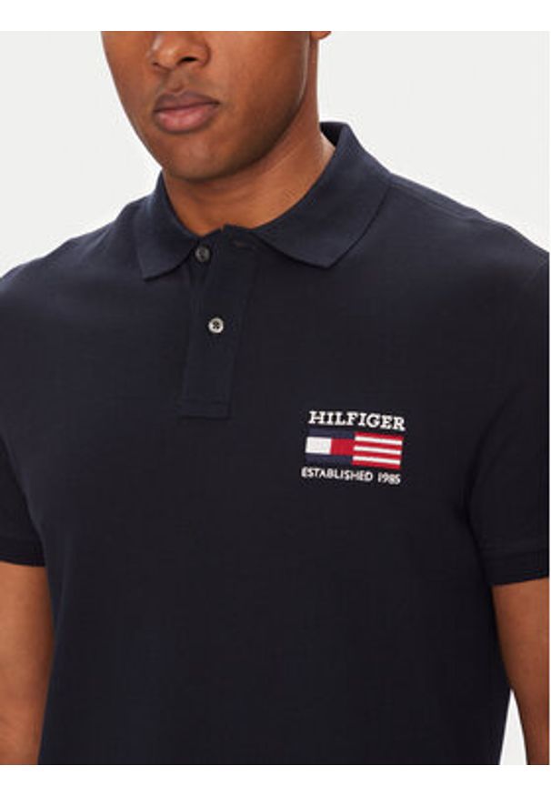 TOMMY HILFIGER - Tommy Hilfiger Polo Flag MW0MW39836 Granatowy Regular Fit. Typ kołnierza: polo. Kolor: niebieski. Materiał: bawełna
