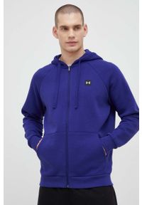 Under Armour bluza męska kolor niebieski z kapturem gładka 1357111-424. Okazja: na co dzień. Typ kołnierza: kaptur. Kolor: niebieski. Materiał: dzianina. Wzór: gładki. Styl: casual #5