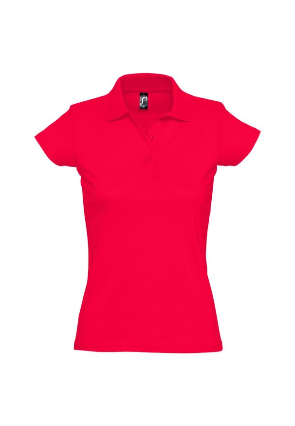 SOL'S - Damska Koszulka Polo Prescott Jersey. Typ kołnierza: polo. Kolor: czerwony. Materiał: jersey