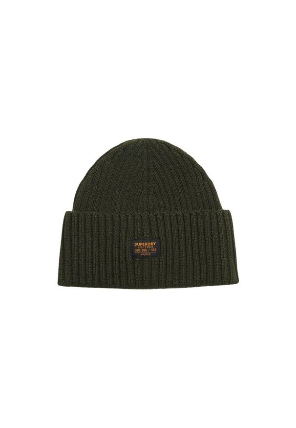 Dziecięca czapka z dzianiny Superdry Workwear. Kolor: zielony. Materiał: dzianina