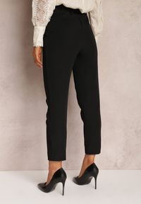 Renee - Czarne Spodnie z Paskiem Eudea. Kolor: czarny. Materiał: materiał. Długość: długie. Wzór: jednolity. Styl: elegancki