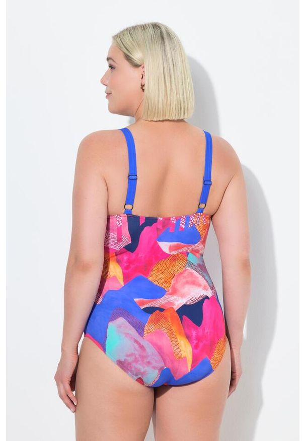 ULLA POPKEN - Damski Strój kąpielowy ozdobny węzeł miękkie miseczki. Kolekcja: plus size. Kolor: różowy. Materiał: poliester, elastan, poliamid, materiał