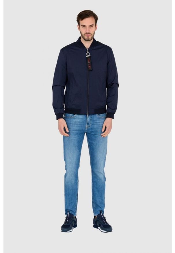 Guess - GUESS Granatowa męska kurtka wiatrówka, Rozmiar XXL. Kolor: niebieski