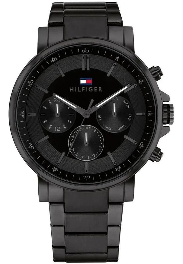 TOMMY HILFIGER - Zegarek Tommy Hilfiger Męski Zegarek Jameson 1791795 Monochromatyczny Czarny Chronograf. Kolor: czarny