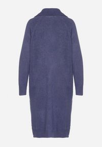 Born2be - Granatowa Sweterkowa Sukienka Pudełkowa z Bawełną i Wełną Ozdobiona Suwakiem Reimia. Okazja: na co dzień. Kolor: niebieski. Materiał: wełna, bawełna. Wzór: aplikacja. Styl: casual, klasyczny #7