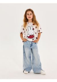 Sinsay - Jeansy wide leg z haftami z tyłu z domieszką wiskozy - niebieski. Kolor: niebieski. Wzór: haft #1